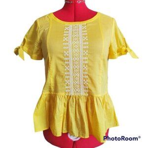 J. Crew Yellow Embroidered Top Size 4